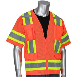 PIP® ANSI Class 3 Mesh Surveyors Safety Vest - Hi-Viz Orange - 3XL