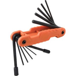 Klein Tools Pro Folding Hex Key Set,  11 Keys, SAE